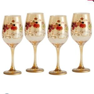 Pfaltzgraff Plymouth Set of 4 Leaf Luster Wine Glasses. Never used!